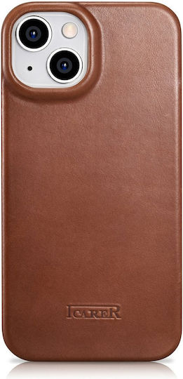 iCarer CE Oil Wax Premium Leather Folio Book Δερμάτινο Καφέ (iPhone 14)