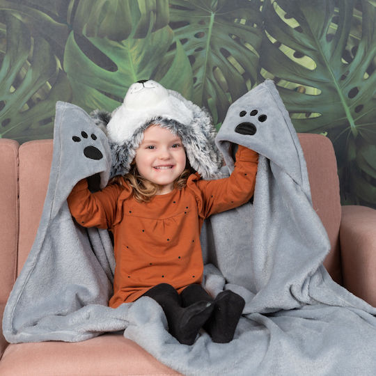 Noxxiez Velvet Kids Blanket Haski Gray 100x130cm