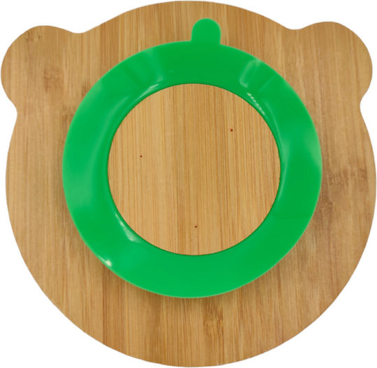 Baby Cloud Feeding Set Lion made of Bamboo with Non-Slip Base Green 3pcs