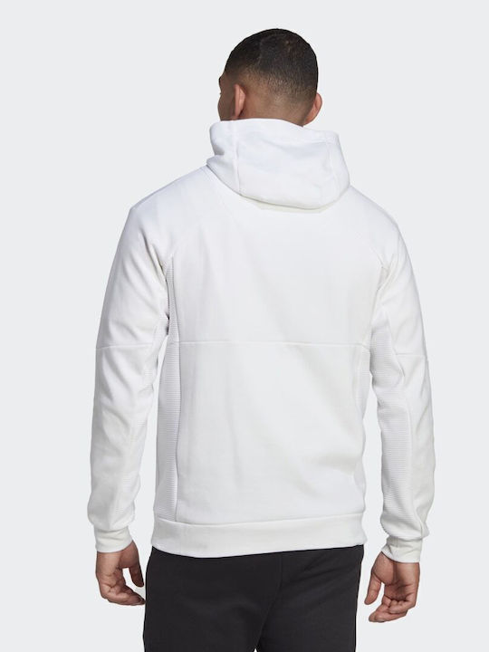 adidas Designed For Gameday Φούτερ Λευκό με Κουκούλα