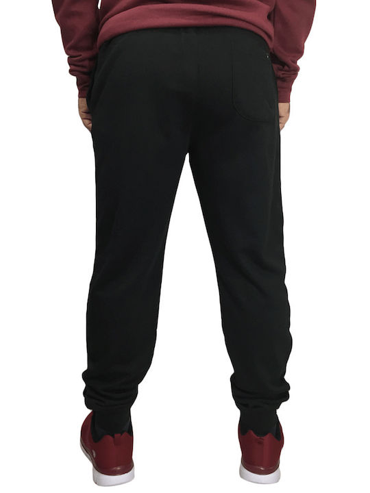 Double Men's Fleece Sweatpants with Rubber Black