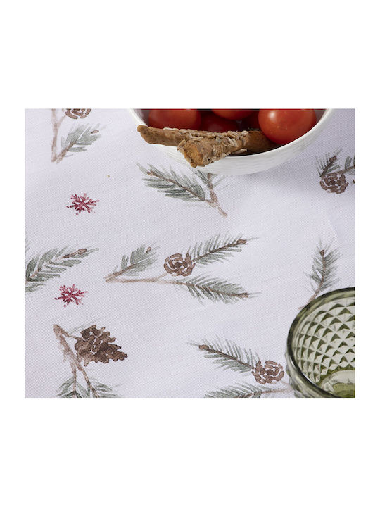 Nef-Nef Homeware Tweet Christmas Tablecloth Fabric White L140xW140cm.