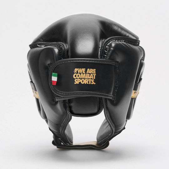 Leone DNA Adult Open Face Boxing Headgear Synthetic Leather Black