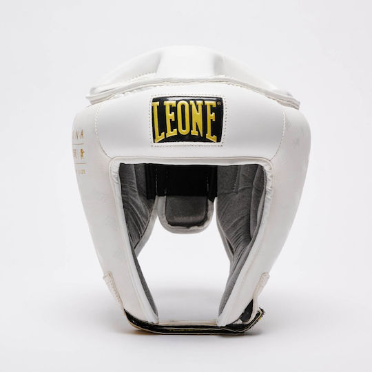 Leone DNA Adult Open Face Boxing Headgear Synthetic Leather White