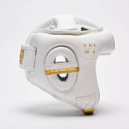 Leone DNA Adult Open Face Boxing Headgear Synthetic Leather White