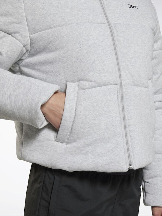 Studio Κοντό Γυναικείο Puffer Μπουφάν για Χειμώνα Light Grey Heather