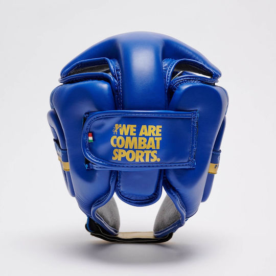 Leone DNA Adult Open Face Boxing Headgear Synthetic Leather Blue