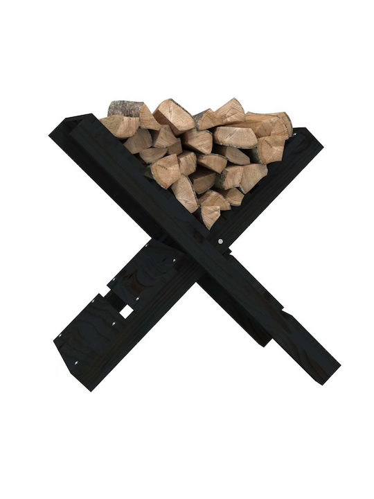 vidaXL Wooden Firewood Shelf 47x39.5x48cm Black