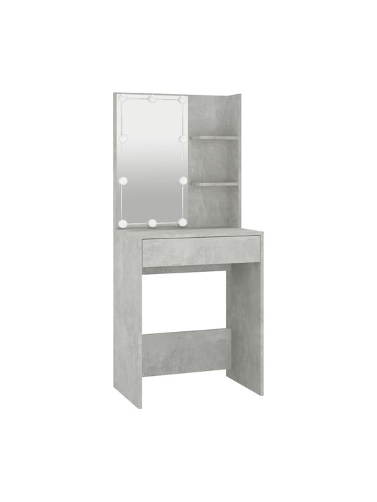 Masută De Toaletă De Podea Din Lemn Gri Beton Cu Oglindă 60x40x140cm