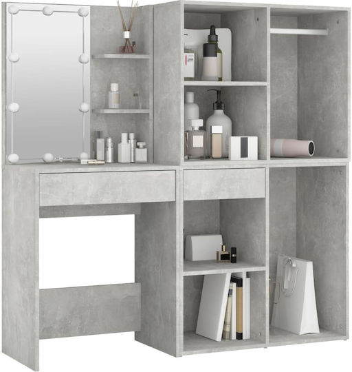 Bodenstehende Schminktisch Schlafzimmer Holz Grau Beton mit Spiegel 60x40x140cm