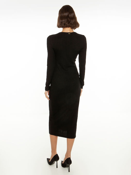 Toi&Moi Midi Dress Long Sleeve Black