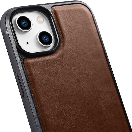iCarer Leather Oil Wax Back Cover Δερμάτινο Καφέ (iPhone 14 Plus)