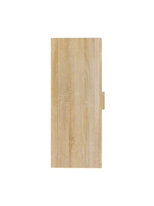 Wall Living Room Display Cabinet made of Particleboard with Glass Beige 69.5x34x90cm