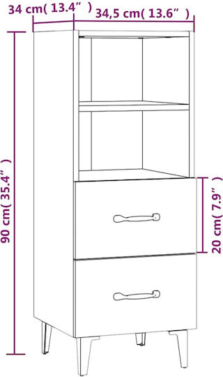 Sonoma Bookcase Oak 34.5x34x90 cm