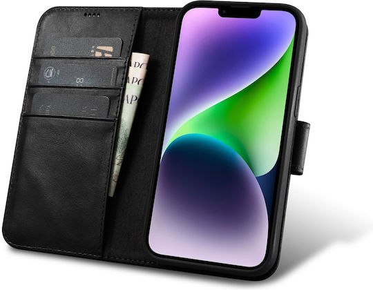 iCarer Oil Wax Anti-RFID Wallet Δερμάτινο Μαύρο (iPhone 14 Plus)