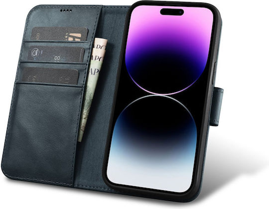 iCarer Oil Wax Anti-RFID Wallet Leather Blue (iPhone 14 Pro Max)
