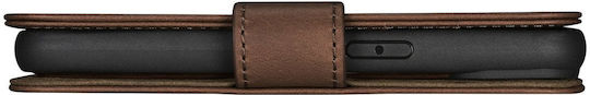 iCarer Oil Wax Anti-RFID Wallet Piele Maro închis (iPhone 14 Pro Max)