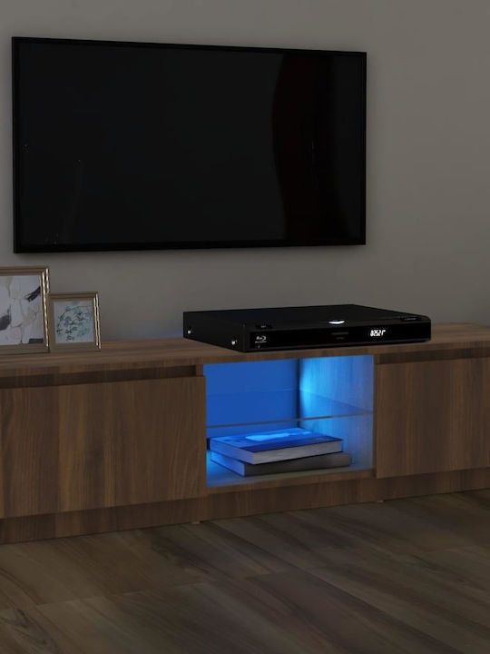 Particle Board TV Furniture with LED Lighting Brown Oak L120xW30xH35.5cm