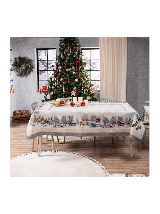 Teoran Weihnachts- Tischtuch Stoff Gray B220xL140cm. 1Stück