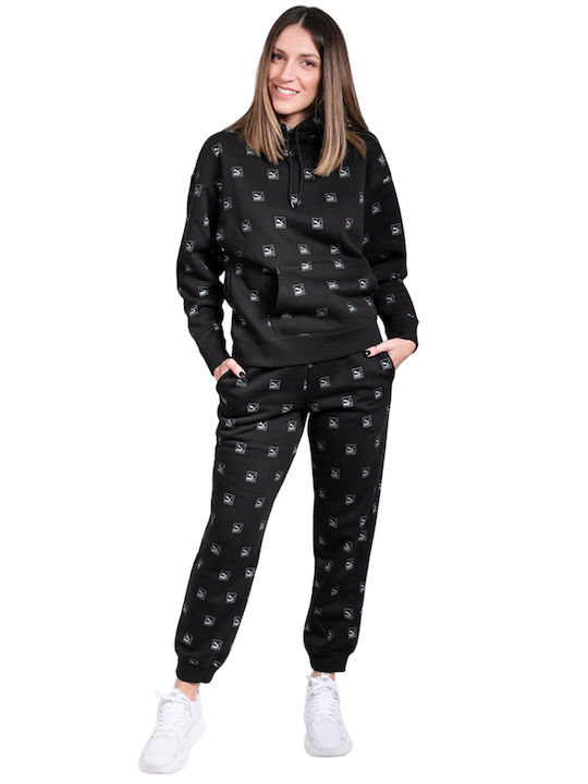Brand Love Women's Sweatshirt Hooded Black