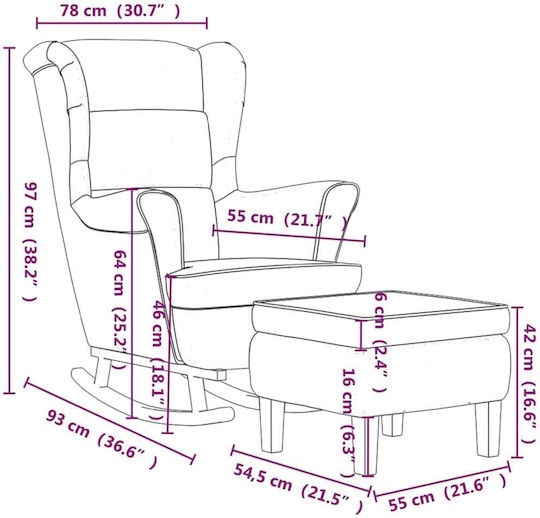 Rocking Armchair with Footstool Green 78x93x97cm