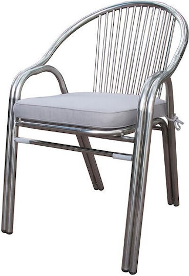 Outdoor Chair Metallic Vana Silver 57x60x82cm