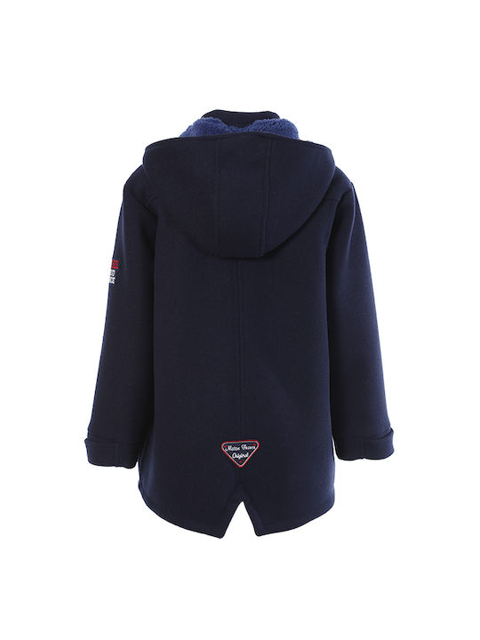 Matoufrance Kids Coat Montgomery Long Hooded Navy Blue