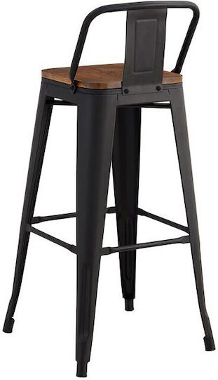 Метално Външно Табуретка Relix Черно Extra Matte / Dark Oak 42x42x76cm E5208,1MW