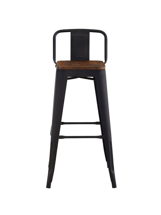 Scaun De Exterior Metalic Relix Negru Extra Matte / Dark Oak 42x42x76cm E5208,1MW