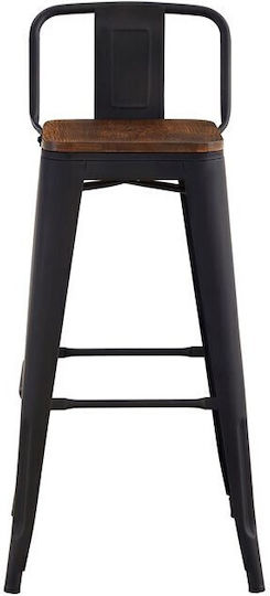 Метално Външно Табуретка Relix Черно Extra Matte / Dark Oak 42x42x76cm E5208,1MW