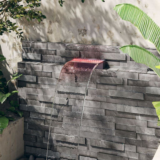 vidaXL Pool Waterfall with LED Lighting 30x21x8cm Silver