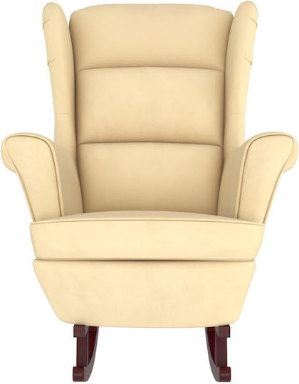 Schaukelstuhl mit Fußhocker Samt Cream 78x93x97cm