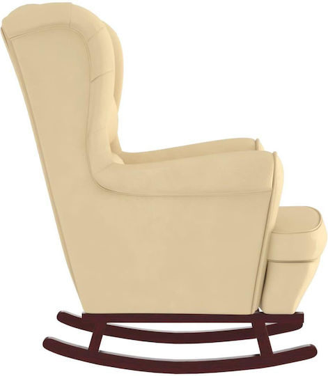 Schaukelstuhl mit Fußhocker Samt Cream 78x93x97cm