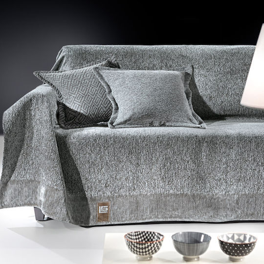 Guy Laroche Balance Ριχτάρι Διθέσιου Καναπέ Δύο 'Οψεων Chenille 180x250εκ. Silver