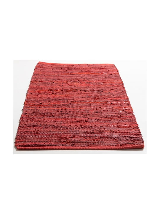 Tapicap Kelim Rug Rectangular Leather Red