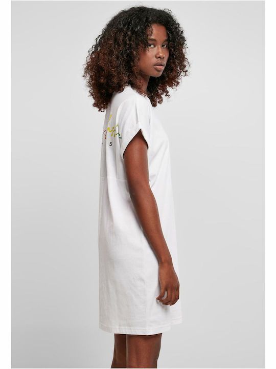 Summer Mini Athletic T-Shirt Dress Short Sleeve White