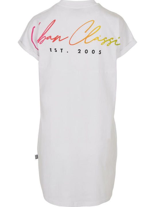 Summer Mini Athletic T-Shirt Dress Short Sleeve White