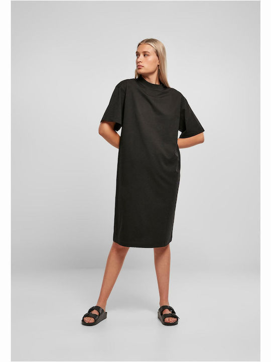 Summer Midi Athletic T-Shirt Short Sleeve Black Dress