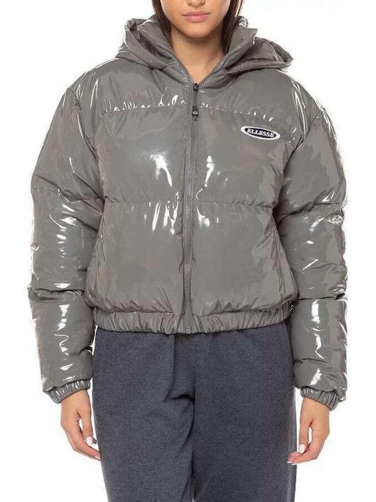 Petulia Women's Short Puffer Jacket for Winter with Hood Gray