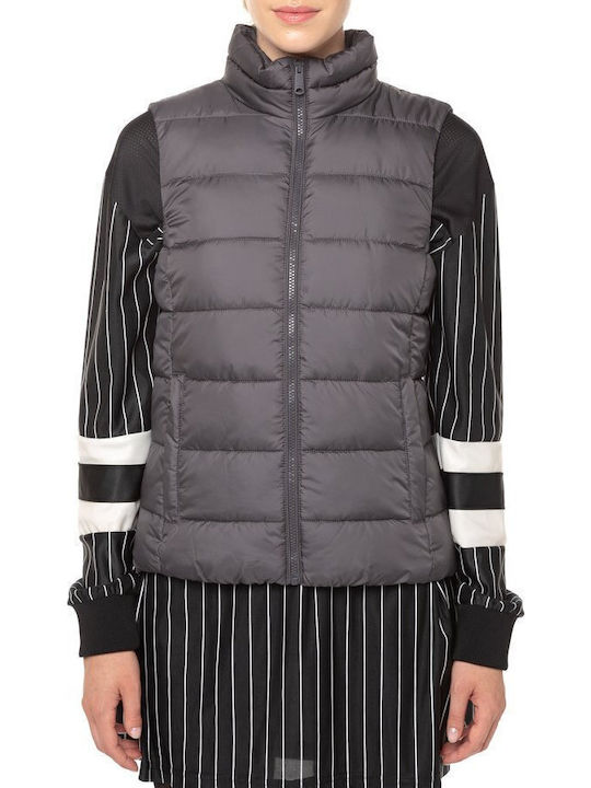 Women's Short Puffer Jacket for Winter Gray