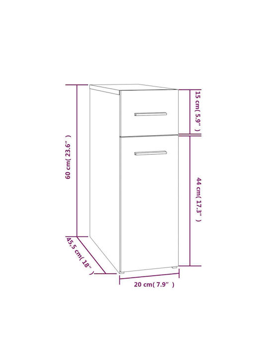 Sertar de Birou Stejar afumat 20x45.5x60cm
