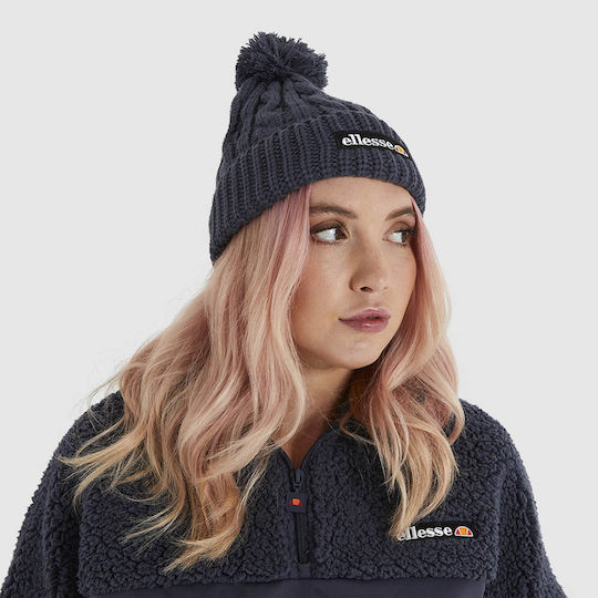 Jaida Pom Pom Beanie Frauen Beanie mit Strickmuster in Marineblau Farbe