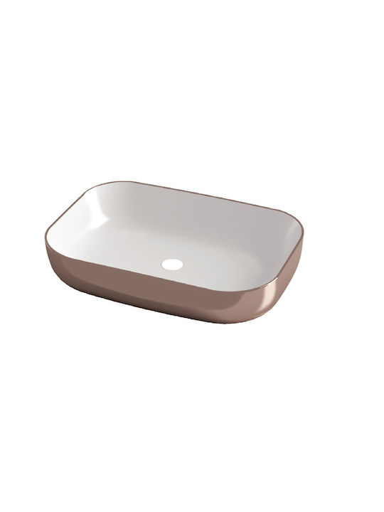 Olympia Metamorfosis 42600 Pe blat Lavoar Porțelan 60x42x14cm White Pink Gold