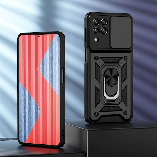 Alogy Ring Holder & Camshield Back Cover Plastic Negru (Galaxy M53 5G)