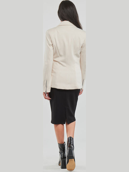 Guess Lang Damen Mittellang Blazer Beige