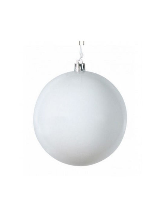 Winter Hanging Ball Ornament Plastic White Set 6pcs