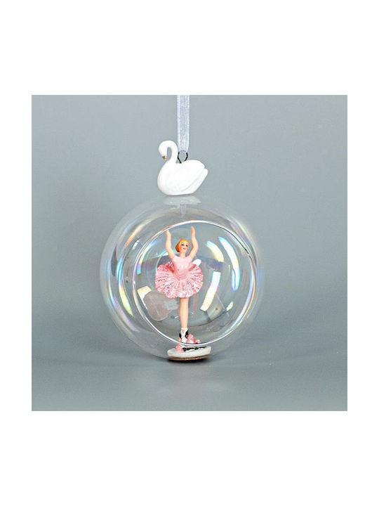 Eurolamp Christmas Glass Ball Ornament Transparent 13x10cm με Κύκνο