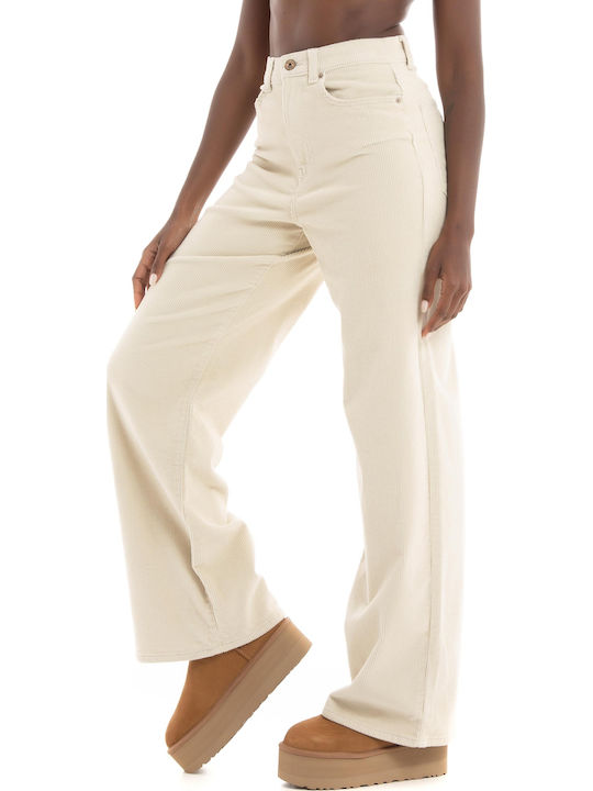 Hope Damen Hoch tailliert Stoff Hose in Weitem Schnitt Beige