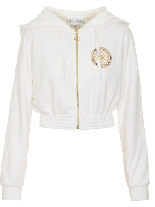 Cropped Women's Sweatshirt Jacket Hooded White
