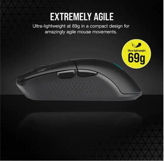 Corsair Katar Elite Безжична RGB Геймърска Мишка 26000 DPI Черен